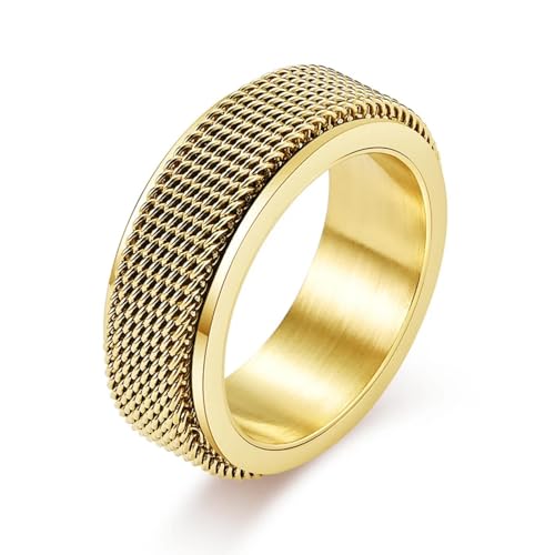 Hasdnker Ring Ringe Damen Bijouterie Herren Unisex Gewebter Mesh- Fingerring Schwarzer Kreis Drehring Für Männer Frauen Party Freundschaft 11 Gold von Hasdnker