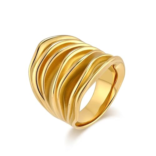 Hasdnker Ring Ringe Damen Bijouterie Herren Unregelmäßig Gewebter Wickelring, Wasserdicht, Silberfarbener Ring Für Frauen, Ringschmuck, 7 Gold von Hasdnker