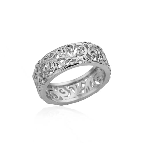 Hasdnker Ring Ringe Damen Bijouterie Herren Vintage Hollow Flower Couple Rings for Women Round Finger Ring Wedding Aesthetic Luxury Jewerly 7 Silver von Hasdnker