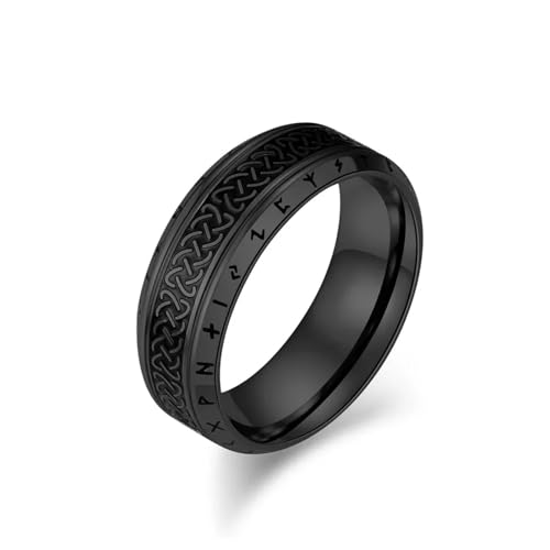 Hasdnker Ring Ringe Damen Bijouterie Herren Vintage Nordischer Vintage-Stil Keltischer Knoten Wikinger Text Ring Für Männer 13 Schwarz von Hasdnker