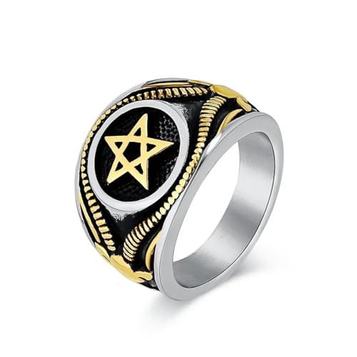 Hasdnker Ring Ringe Damen Bijouterie Herren Vintage Satanischer Ziegen-Pentagramm -Ring Für Männer Partyschmuck 8 C von Hasdnker