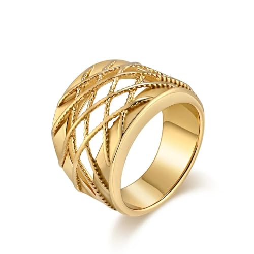 Hasdnker Ring Ringe Damen Bijouterie Herren Weiblicher Trendiger Ausgehöhlter Großer Ring Für Frauen 8 Gold von Hasdnker