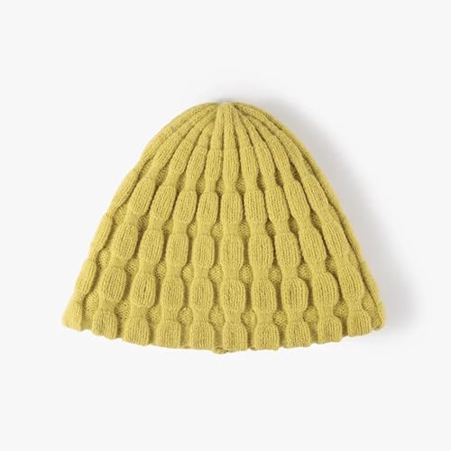 Hasdnker Strickmützen Hüte Mützen Caps Beanie Mütze Beanie Damen Winter-Bucket-Hüte Lila Warme Strick-Fischermütze Faltbare Panama-Becken-Hut Sonnenschutzkappen Bob Gorros Gelb von Hasdnker