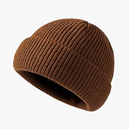 Hasdnker Strickmützen Hüte Mützen Caps Beanie Mütze Beanie Helle Bonbonfarbene Winter-Strickmütze Beanies Skullies Für Damen Warme Dicke Männer Hip Hop Skullcap Hut Paar Street Sport Beanies Braun von Hasdnker