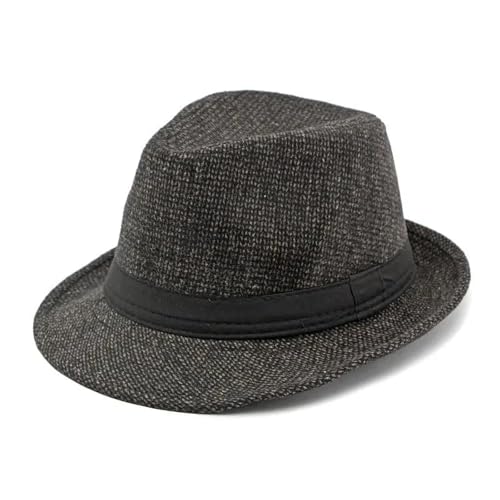 Hasdnker Strickmützen Hüte Mützen Caps Beanie Mütze Beanie Herbst Und Winter Herren Fedora Hüte Jazz Caps Polyester 56-58Cm Panama Stil Dunkel Kleine Krempe In Gentleman 56-58Cm Braun von Hasdnker