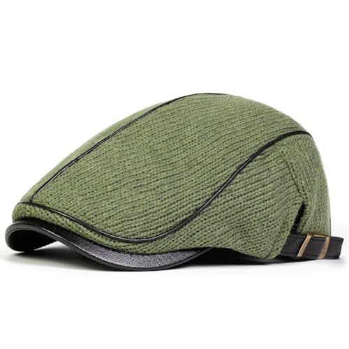 Hasdnker Strickmützen Hüte Mützen Caps Beanie Mütze Beanie Herren Strickmütze Newsboy Caps Britische Malermützen Seitliche Schnalle Verstellbare Schiebermütze Hip Hop Baskenmütze Grün von Hasdnker