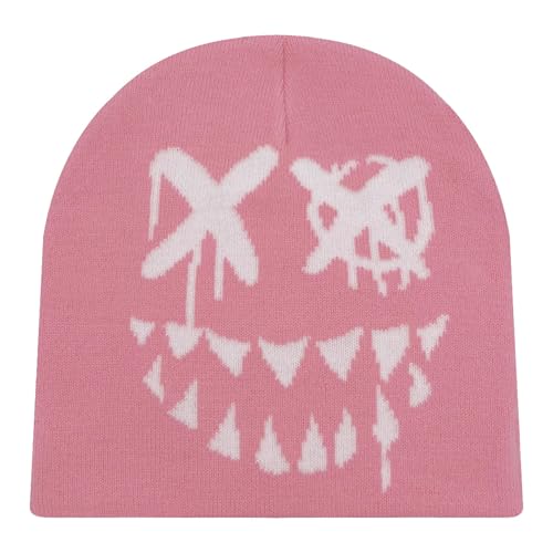 Hasdnker Strickmützen Hüte Mützen Caps Beanie Mütze Beanie Kürbisgeist Jacquard Strickmütze Acryl Strickmütze Personalisierte Trendy Mütze OneSize Rosa von Hasdnker