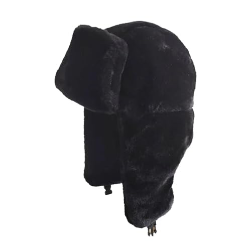 Hasdnker Strickmützen Hüte Mützen Caps Beanie Mütze Beanie Mütze Wintermütze Damen Einfarbig Russische Mütze Warme Ohrenschutzmütze Verdickte Kalte Skimütze 57-59Cm Schwarz von Hasdnker