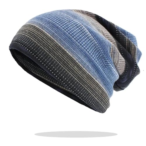 Hasdnker Strickmützen Hüte Mützen Caps Beanie Mütze Beanie Multifunktions- Herbst-Winter-Frauen-Mützen Mit Doppeltem Verwendungszweck, Skullies Beanies, Streifen-Design, Dünn, Mädchen, Modisch, Fem von Hasdnker