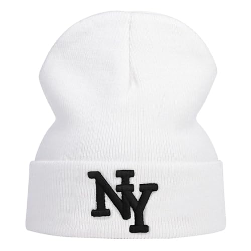 Hasdnker Strickmützen Hüte Mützen Caps Beanie Mütze Beanie Unisex Brief Stickerei Beanies Herbst Und Winter Outdoor Warme Strickmütze Hip Hop Caps Für Frauen Männer Weiß von Hasdnker