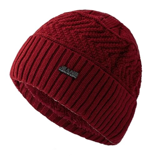 Hasdnker Strickmützen Hüte Mützen Caps Beanie Mütze Beanie Unisex Warme Wintermütze Jeans Label Stilvolle Gefütterte Weiche Beanie Mütze Dicke Wintermützen Für Frauen Männer Strickmütze 56Cm-60Cm R von Hasdnker