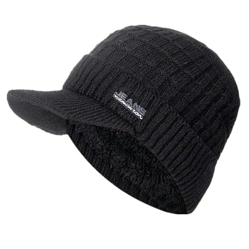 Hasdnker Strickmützen Hüte Mützen Caps Beanie Mütze Beanie Unisex Wintermütze, Plüschgefütterte Warme Mütze, Stilvolle Weiche Beanie-Mütze Für Männer Und Frauen, Outdoor-Strickmütze, 56–60 cm, Schwar von Hasdnker