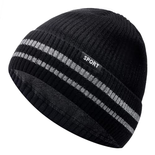 Hasdnker Strickmützen Hüte Mützen Caps Beanie Mütze Beanie Unisex Wintermütze Mit Warmer Kappe Stilvolle Gestreifte Weiche Beanie-Mütze Für Männer Und Frauen Verdickte Outdoor-Skisport-Strickmütze von Hasdnker