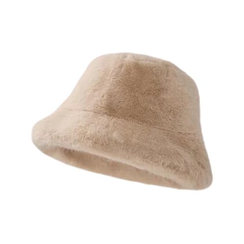 Hasdnker Strickmützen Hüte Mützen Caps Beanie Mütze Beanie Winter- Eimerhut, Fischerhut, Warm, Schwerer Plüschhut, Ohrenschutz, Winddicht, Solide Mütze, Kappe, Beige von Hasdnker