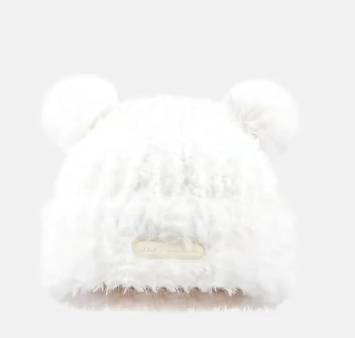 Hasdnker Strickmützen Hüte Mützen Caps Beanie Mütze Beanie Winter Plüschmützen Für Frauen Niedliche Bärenohren Pompom Pullover Mütze Warme Verdickte Motorhaube Koreanische Beiläufige Feste Ohrensch von Hasdnker