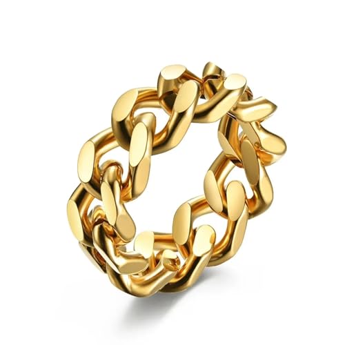 Ring Ringe Damen Bijouterie Herren 8 Mm Gliederkettenring In Gold-/Schwarz-/Silberfarbe Für Damen Und Herren, Verblasst Nicht, Größe 5–13, 7 Gold von Hasdnker