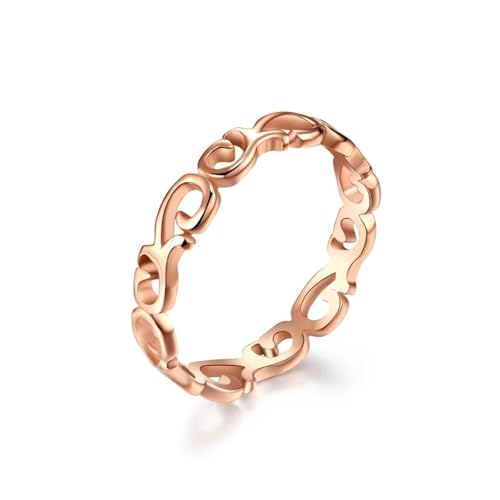 Ring Ringe Damen Bijouterie Herren Ausgehöhlter Keltischer Herzknoten Damenring Ring Stapelbarer Schwanzring 5 Roségold von Hasdnker