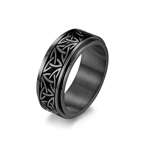 Ring Ringe Damen Bijouterie Herren Drehbarer Wikingerring Im Nordischen Ethno-Stil, Keltischer Ewiger Dreiecksknotenring, Handschmuck Für Herren, Persönlichkeit, 9 Schwarz von Hasdnker