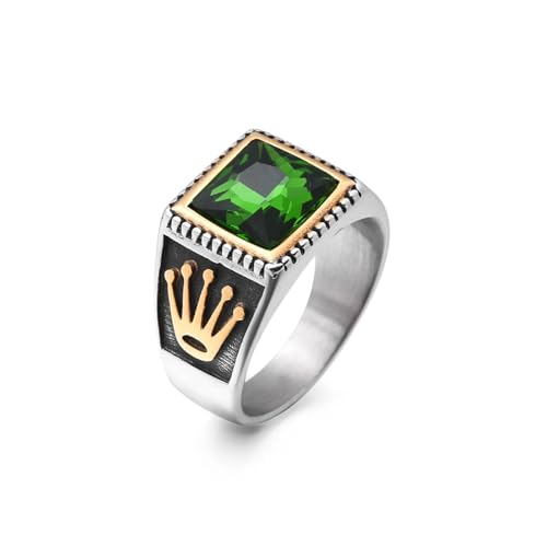 Ring Ringe Damen Bijouterie Herren Herren -Ringe Mit Onyx- Palmenmuster, Klassischer Mode-Hip-Hop-Trendschmuck, Hochwertiges Produkt, 8 Grün von Hasdnker