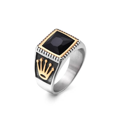 Ring Ringe Damen Bijouterie Herren Herren -Ringe Mit Onyx- Palmenmuster, Klassischer Mode-Hip-Hop-Trendschmuck, Hochwertiges Produkt, 8 Schwarz von Hasdnker