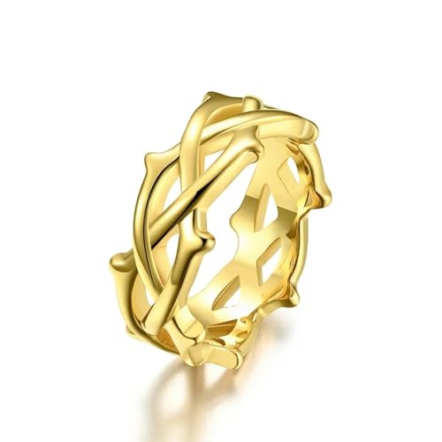 Ring Ringe Damen Bijouterie Herren Männer Kreuz Dorn Reben Ring Schwarz Vergoldet Punk Ring Großhandel 10 Gold von Hasdnker