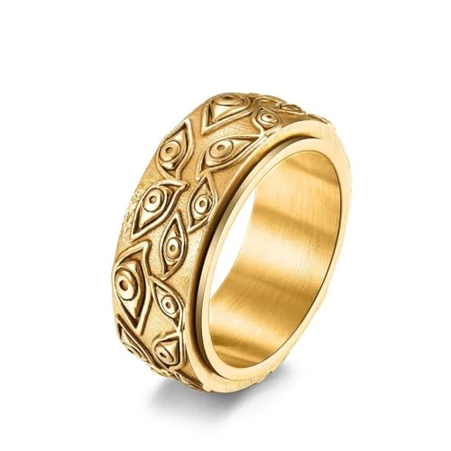 Ring Ringe Damen Bijouterie Herren Männer Punk Evil Eyes Ring Schwarz Spinner Ring Rotatalbe Ring 13 Gold von Hasdnker