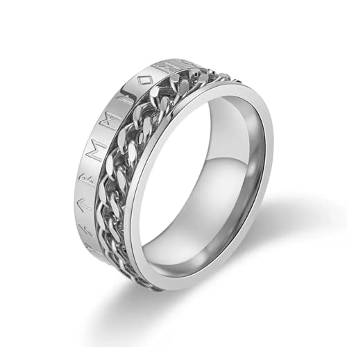 Ring Ringe Damen Bijouterie Herren Men's Chain Rotate Rune Ring Anxiety Relief Ring 12 Silver von Hasdnker