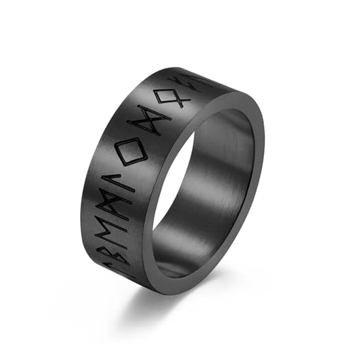 Ring Ringe Damen Bijouterie Herren Ringe Herren Wikinger Text Ring Dark Lune Rune Herrenringe Handschmuck 10 Schwarz von Hasdnker