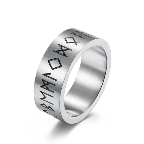 Ring Ringe Damen Bijouterie Herren Ringe Herren Wikinger Text Ring Dark Lune Rune Herrenringe Handschmuck 12 Silber von Hasdnker