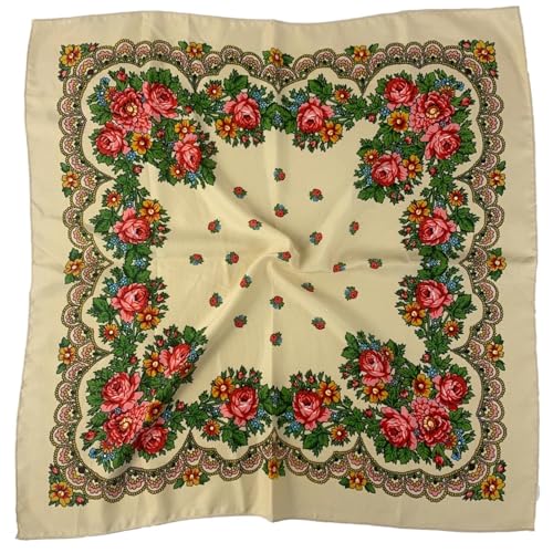 Schals Tücher Halstuch Scarf 70 * 70Cm Russischer Quadratischer Schal Luxuriöser Blumendruck Bandana Stirnband Schals Ethnischer Schal Taschentuch Babuschka Kopfwickel 70X70Cm Beige Schals Tücher Halstuch Scarf 70 * 70Cm Russischer Quadratischer Schal Luxuriöser Blumendruck Bandana Stirnband Schals Ethnischer Schal Taschentuch Babuschka Kopfwickel 70X70Cm Beige von Hasdnker