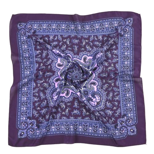 Schals Tücher Halstuch Scarf Atmungsaktiver Dünner Quadratischer Schal Im Russischen Stil Mit Retro-Blumendruck, Bandana-Schal, Babuschka-Haarwickel, Stirnband, Schals, Lila von Hasdnker