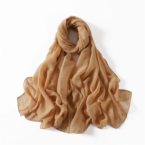 Schals Tücher Halstuch Scarf Baumwoll-Leinen-Schal Für Frauen, Mädchen, Studenten, Herbst, Klassische, Einfarbige Schals, Retro, Weicher Foulard, Viskose, Wickelschals Für Damen, Kamel von Hasdnker