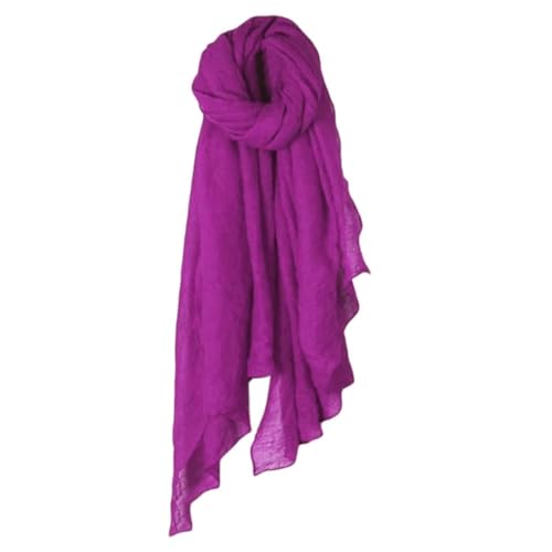 Schals Tücher Halstuch Scarf Damen Schal, Schal, Wickeltuch, Groß, Für Kopftücher, Weiches Leinen, Einfarbig, Schulterpartie, Fuchsia von Hasdnker