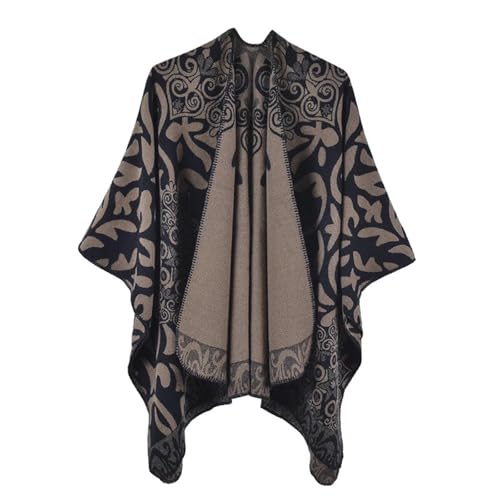 Schals Tücher Halstuch Scarf Damen Schal Winter Blumen Poncho Dicke Wickeldecke Schals OneSize Kaffee von Hasdnker