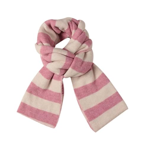 Schals Tücher Halstuch Scarf Damen Schal Winter Preppy Style Gestreifter Schal Foulard Langer Wickelschal Herren OneSize Rosa von Hasdnker