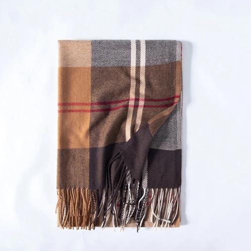 Schals Tücher Halstuch Scarf Damen Schal Winter Vintage Plaid Fransen Schal Wrap Schal OneSize Kamel von Hasdnker