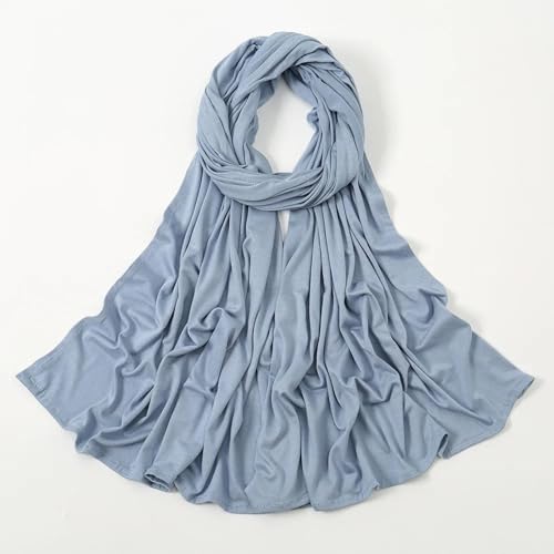 Schals Tücher Halstuch Scarf Damenschal Aus Merzerisierter Baumwolle, Einfarbig, Modal, Sonnenschutz, Dünne Schals, Weicher Foulard Aus Viskose, Wickelschal Für Damen, Hellblau von Hasdnker