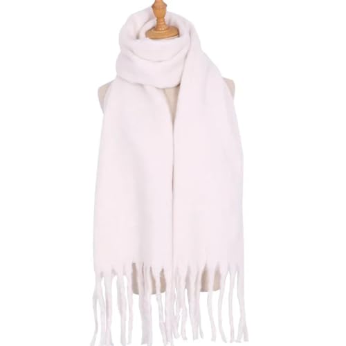 Schals Tücher Halstuch Scarf Einfarbiger Schal Für Damen, Superdick, Warm Im Winter, Großer Schal, Plüsch, Weißer Schneeschal, Design, Unisex, Foulard, Beige von Hasdnker