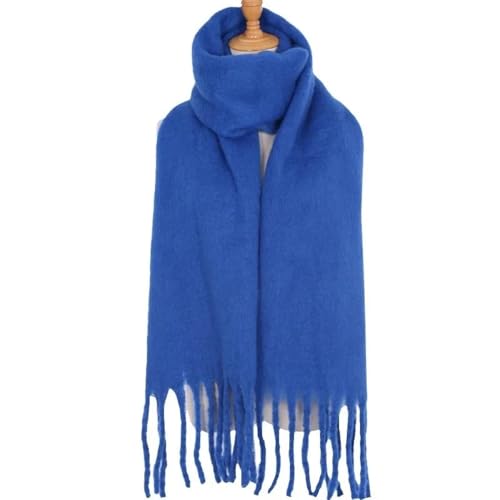 Schals Tücher Halstuch Scarf Einfarbiger Schal Für Damen, Superdick, Warm Im Winter, Großer Schal, Plüsch, Weißer Schneeschal, Design, Unisex, Foulard, Blau von Hasdnker