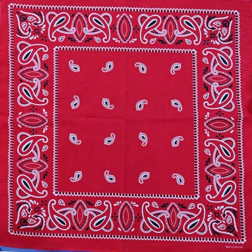 Schals Tücher Halstuch Scarf Foulard Im Japanischen Stil Für Damen, Paisleymuster, Hip-Hop, Cashew-Baumwolle, Quadratischer Schal, Bandana, Stirnband, Hohe Qualität, Rot von Hasdnker