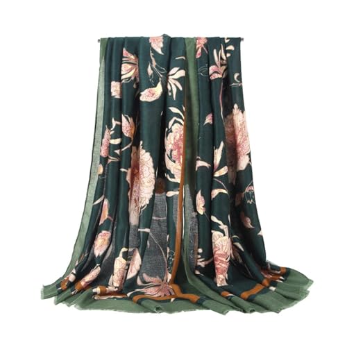 Schals Tücher Halstuch Scarf Frauen Schal Herbst Winter Dünne Dame Floral Print Scarve Bandana Mujer Femme Foulard Bufanda Schals Stolen OneSize Grün von Hasdnker