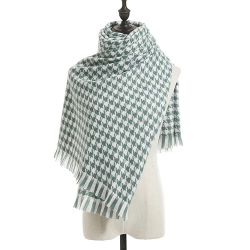 Schals Tücher Halstuch Scarf Herbst Winter Warm Luxus Hahnentritt Schals Frauen Thermo Schals Quaste Schals Warme Strickschals Für Frauen 45X190Cm Grün von Hasdnker