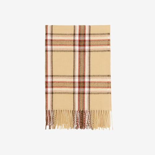 Schals Tücher Halstuch Scarf Hochwertiger Damenschal Winter Preppy Style Plaid Schal Wickelschal Herren OneSize Apricot von Hasdnker