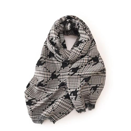 Schals Tücher Halstuch Scarf Imitation Winterschal Kopftuch Damen Hahnentrittmuster Warm Schal Foulard Bufanda Wickelschal Einheitsgröße Schwarz von Hasdnker