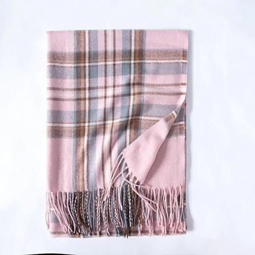 Schals Tücher Halstuch Scarf Imitationsschal Damen Winter Quaste Plaid Schal Schal Damen Mittellanger Verdickter Warmer Schal 65X180Cm Rosa von Hasdnker