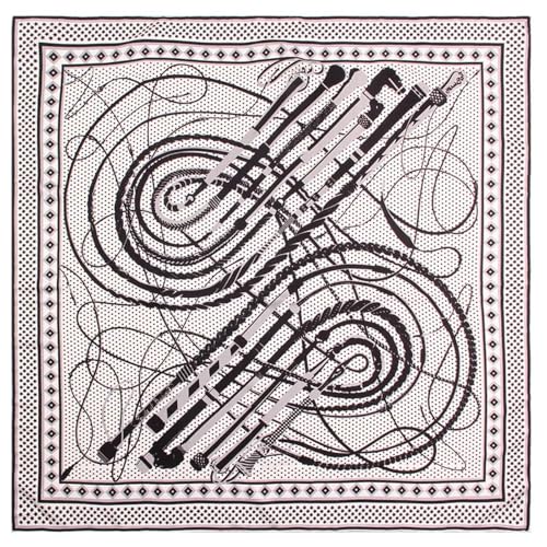 Schals Tücher Halstuch Scarf Manuell Handgerollter Twill-Seidenschal Für Damen, Geometrischer Gürtel, Quadratische Schals, Wickeltuch, Bandana, Hijab, 90 cm, 90 X 90 cm, Weiß von Hasdnker