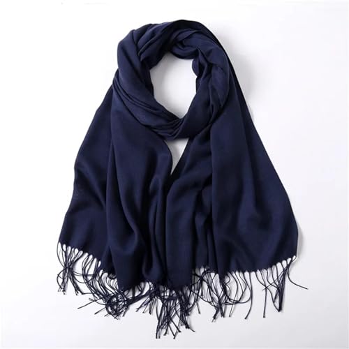 Schals Tücher Halstuch Scarf Mode Einfarbig Frauen Schal Winter Hijabs Quasten Lange Dame Tücher Wie Hijabs Schals Wraps Blau von Hasdnker