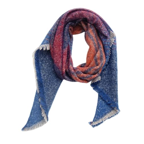 Schals Tücher Halstuch Scarf Mode Gestrickter Schal Winter Frauen Dame Gestreiften Warme Schals Weibliche Foulard Wrap Schals OneSize Blau von Hasdnker