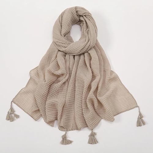 Schals Tücher Halstuch Scarf Mode Quaste Grid Schal Schal Dame Hohe Qualität Wrap Dünne Stola Falten Muslimischen Frau Hijab Plissee Crinkle Schals 5 von Hasdnker