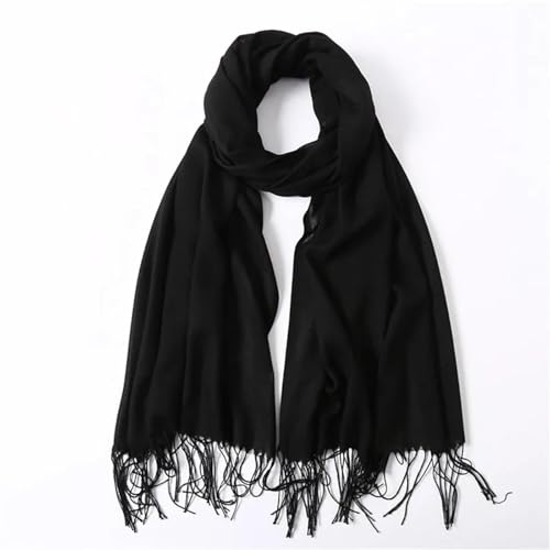 Schals Tücher Halstuch Scarf Mode Volltonfarbe Frauen Schal Winter Hijabs Quasten Lange Dame Schals Wie Hijabs Schals Wraps Schwarz von Hasdnker